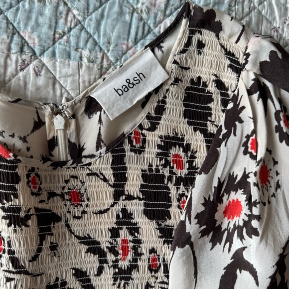 ba&sh Floral Print Midi Dress - Cream and Brown Size US 8 - Picture 7 of 13